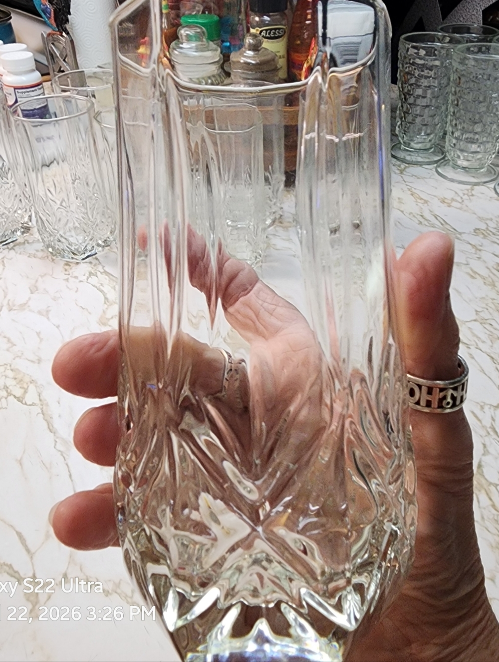 SOLD!!!!! Elegant Luminarc Cut-Glass Tumblers - Set of 9
